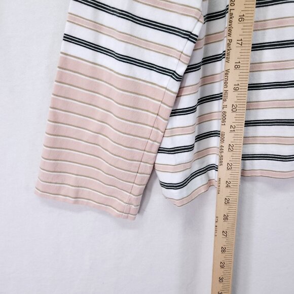Madewell Easy Crewneck Long-Sleeve Tee Size Medium Stripe Pale Blush - Picture 8 of 12